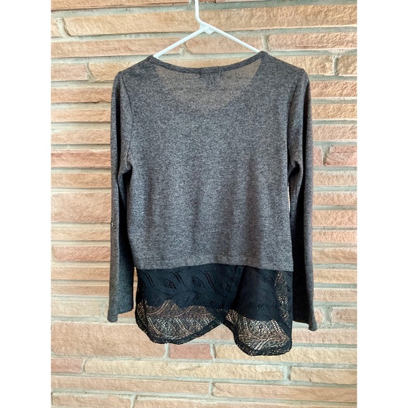 One World Live And Let Live Gray Embellished Top Med - Picture 8 of 9